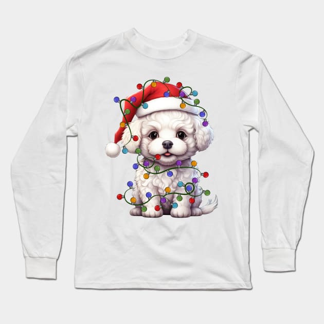 Christmas Puppy Long Sleeve T-Shirt by Chromatic Fusion Studio